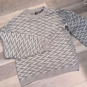 Vintage zig zag print woven sweater